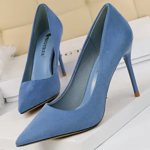 Escarpin Daim Stiletto Bleu