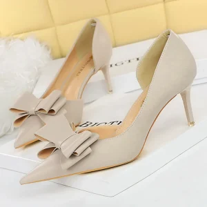 Escarpin Ruban de Soie Gris