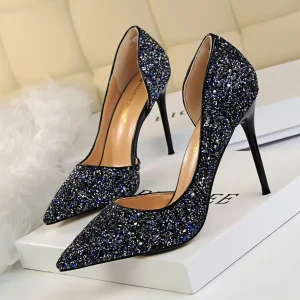 Escarpin Champagne Bleu Noir