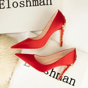 Escarpin Metal Flower Rouge