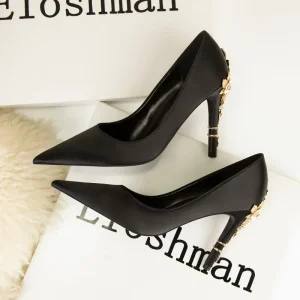 Escarpin Metal Flower Noir